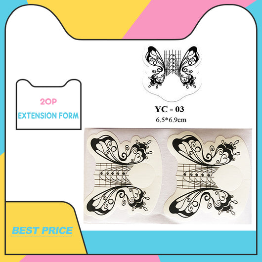 Nail Extension Form Stickers Butterfly Large Size 6.5cmx6.9cm 20P
