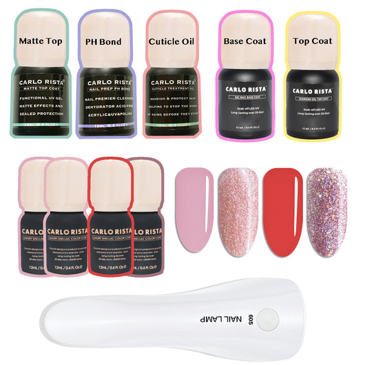 Functional Gel Nail Polish 4 Colour with Chargeable Lamp - Kit 5