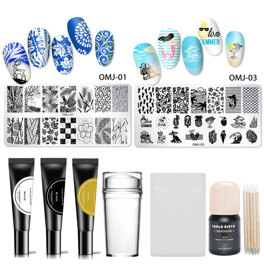Nail Art Stamp Stencil Stamping Template Plate Set